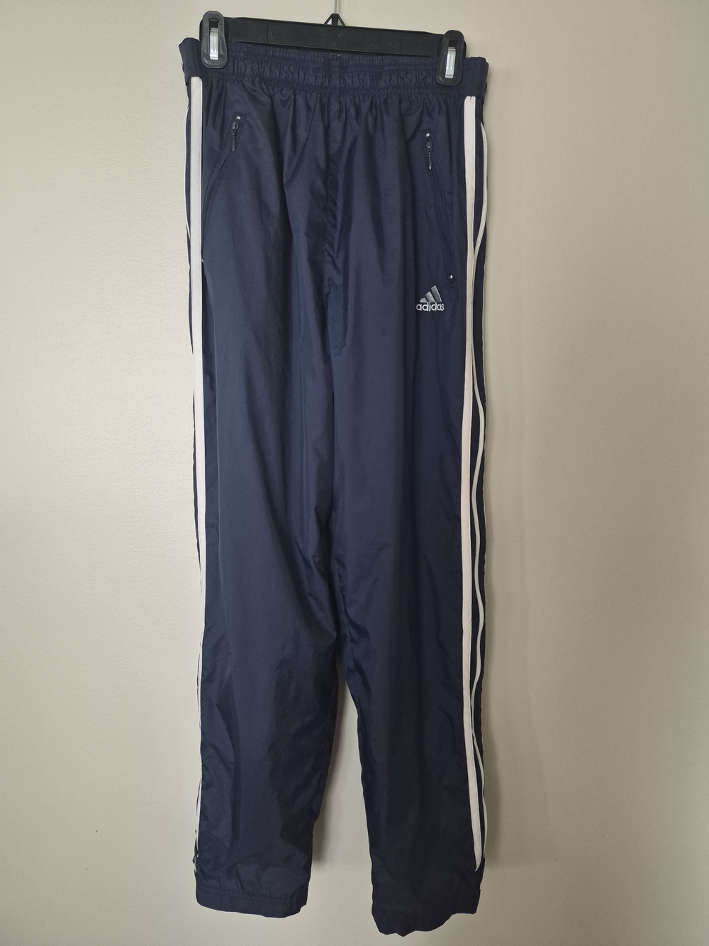 Adidas Vintage Style Tear Away Track Pants Men’s M Navy Full Side Zip Snap